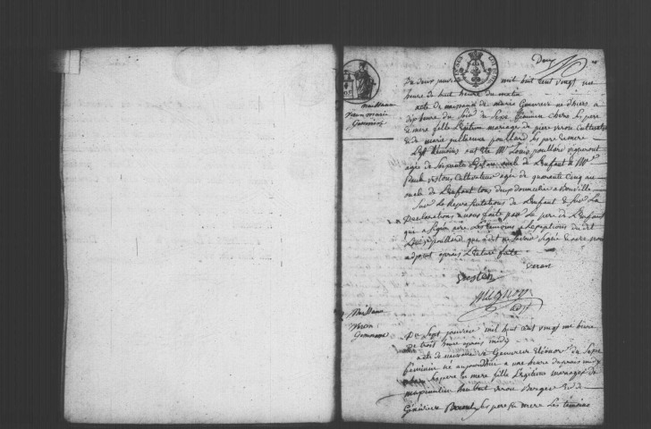 BOUVILLE. Naissances, mariages, décès : registre d'état civil (1821-1840). 