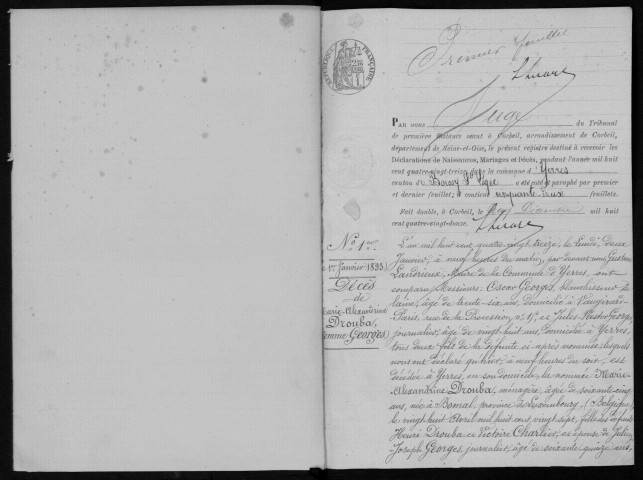 YERRES. Naissances, mariages, décès : registre d'état civil (1893-1896). 