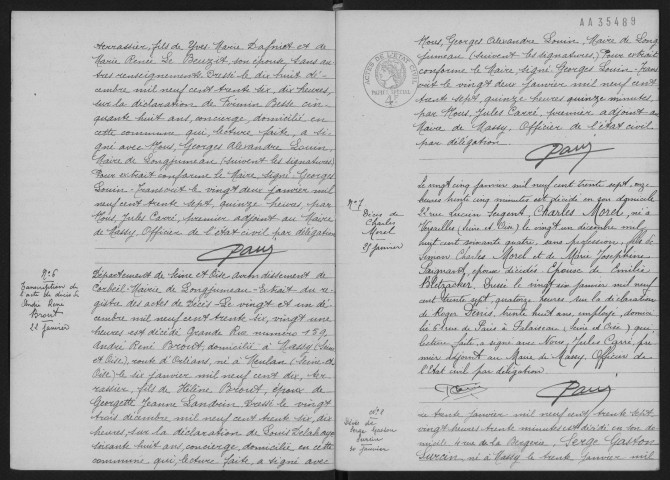 MASSY. - Décès : registre d'état civil. 