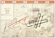 ORLY (Val-de-Marne). - Plan de situation de l'aéroport d'Orly en décembre 1963, indiquant les travaux en cours et ceux prévus après le 1er janvier 1964, dessiné et complété par J. Le Drogueux, 1963-1964. Ech. 1/10 000. Papier. Coul. Dim. 54 x 84 cm. [1 plan]. 