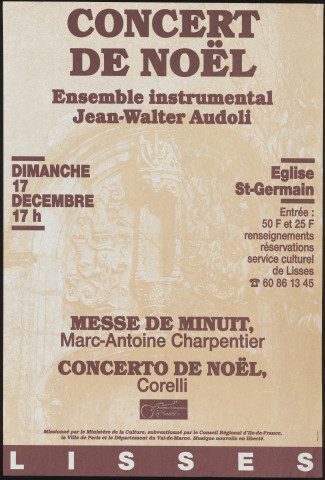LISSES. - Concert de Noël, ensemble instrumental de Jean-Walter Audoli, Eglise Saint-Germain, 17 décembre 1996. 