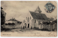 BALLAINVILLIERS. - L'église et la mairie, Maire, 1905, 2 mots, 5 c, ad. 