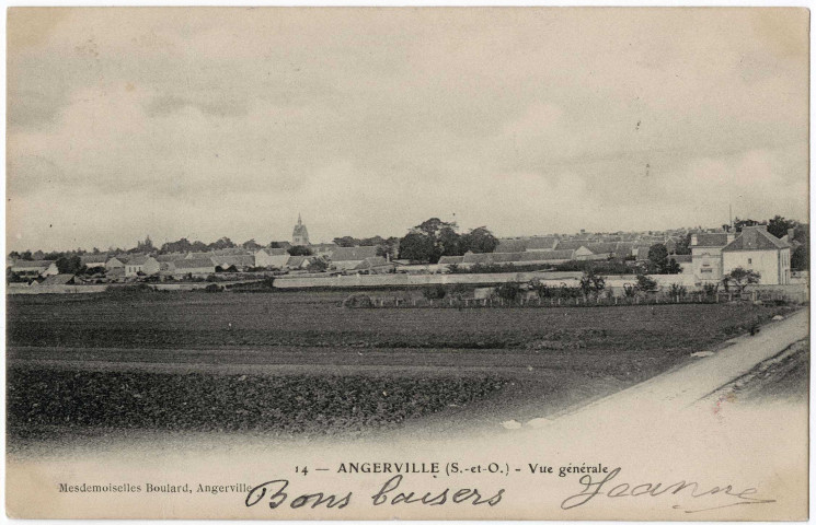 ANGERVILLE. - Vue générale, Melles Boulard, 1907, 2 mots, 5 c, ad. 