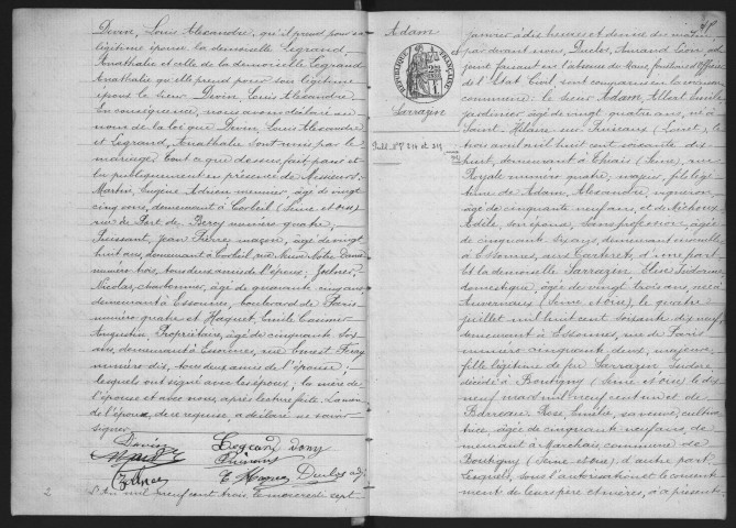 ESSONNES.- Mariages : registre d'état civil (1903). 