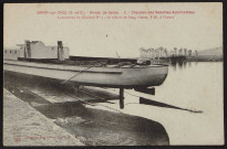 JUVISY-SUR-ORGE.- Bords de Seine, chantier des vedettes automobiles : lancement du chaland n° 1 [1904-1919].