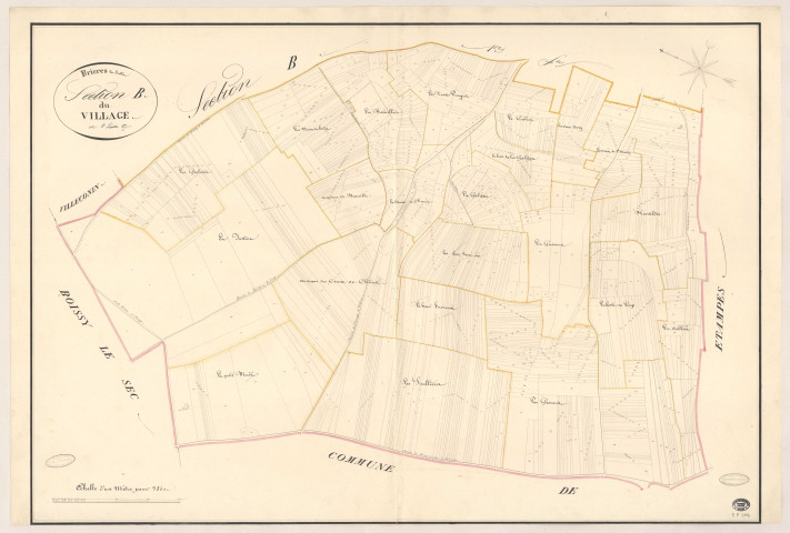 BRIERES-LES-SCELLES. - Section B : Village (le), 2e feuille. 