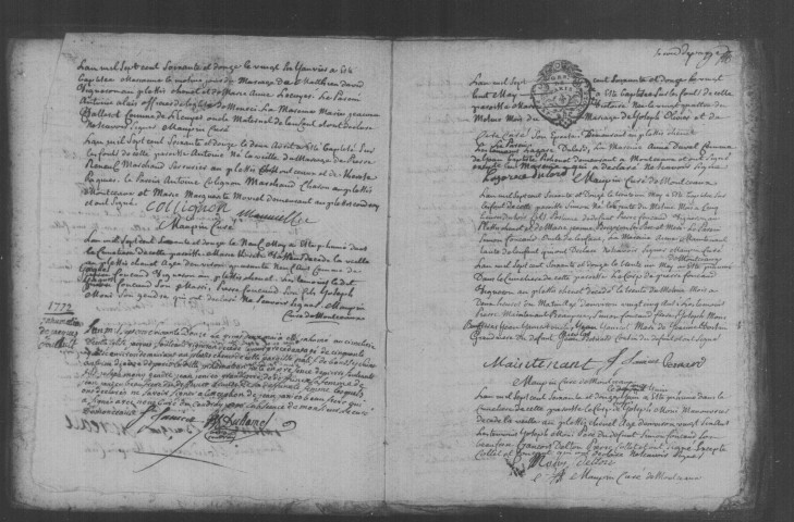 MONTCEAUX. Paroisse Saint-Etienne de Montceaux : Baptêmes, mariages, sépultures : registre paroissial (1751-1772). 