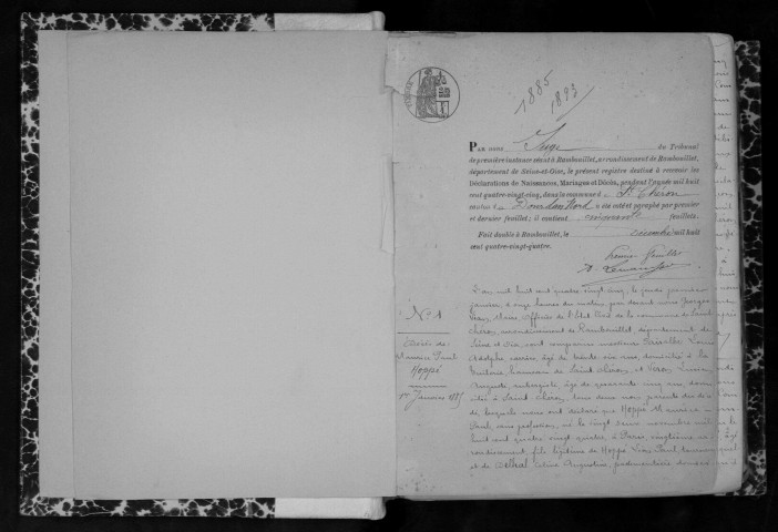 SAINT-CHERON. Naissances, mariages, décès : registre d'état civil (1885-1893). 