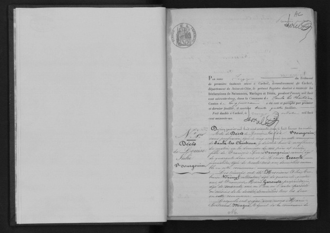 SAULX-LES-CHARTREUX. Naissances, mariages, décès : registre d'état civil (1862-1868). 