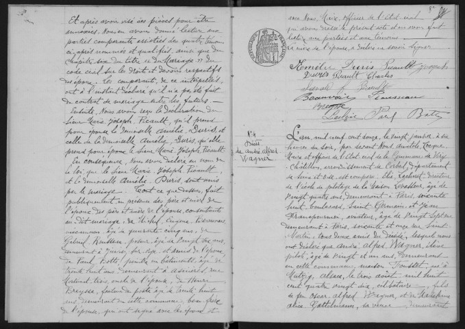 VIRY-CHATILLON. - Naissances, mariages, décès : registre d'état civil.