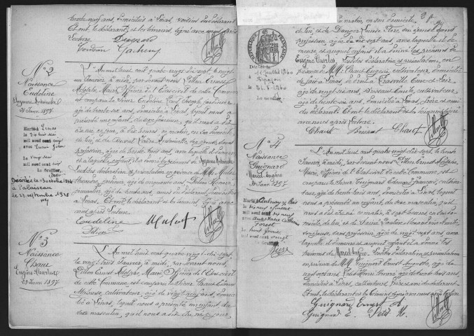 LINAS.- Naissances, mariages, décès : registre d'état civil (1897-1904). 