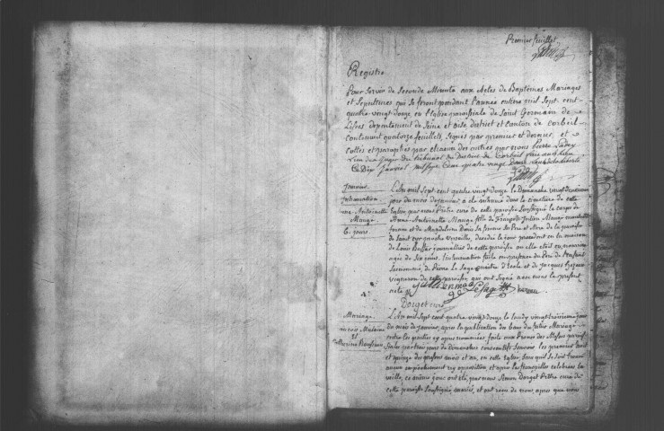 LISSES. Naissances, mariages, décès : registre d'état civil (1792-an VI). 