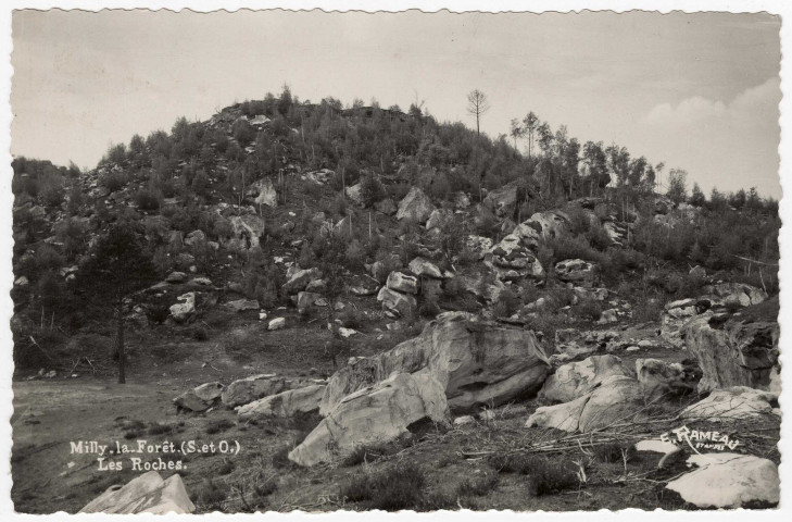 MILLY-LA-FORET. - Les roches en forêt [Editeur Rameau, 1953, timbre à 12 francs]. 