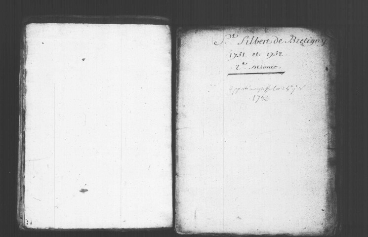 BRETIGNY-SUR-ORGE. Paroisse Saint-Philibert : Baptêmes, mariages, sépultures : registre paroissial (1741-1752). 