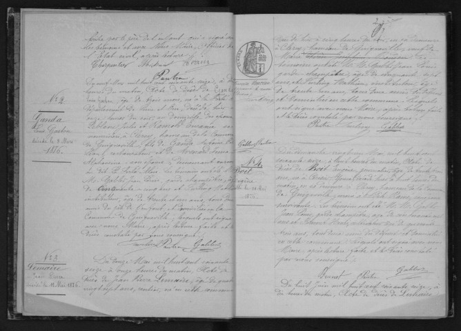 GUIGNEVILLE-SUR-ESSONNE. Naissances, mariages, décès : registre d'état civil (1876-1890). 