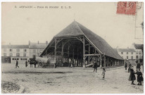 ARPAJON. - Place du marché, ELD, 1906, 4 lignes, 10 c, ad. 