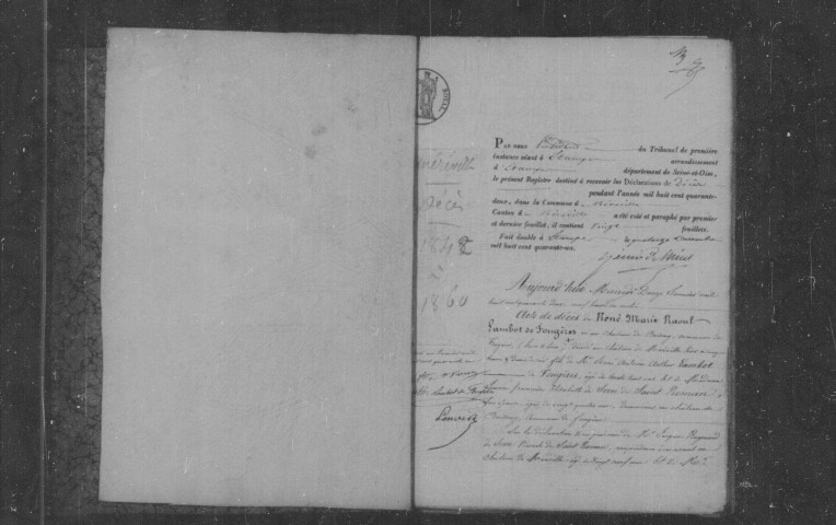 MEREVILLE . Décès : registre d'état civil (1844-1860). 