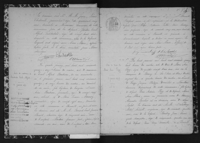 ROINVILLE-SOUS-DOURDAN. Naissances, mariages, décès : registre d'état civil (1875-1886). 