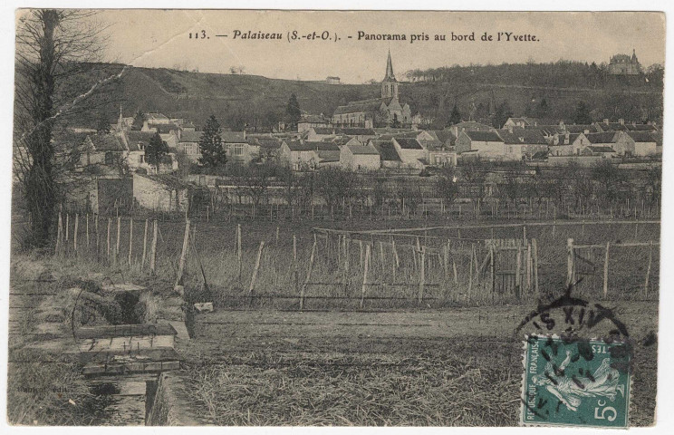 PALAISEAU. - Panorama pris au bord de l'Yvette [1911, timbre à 5 centimes]. 
