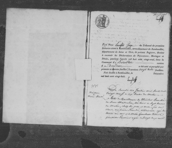 BREUILLET. Naissances, mariages, décès : registre d'état civil (1829-1836). 