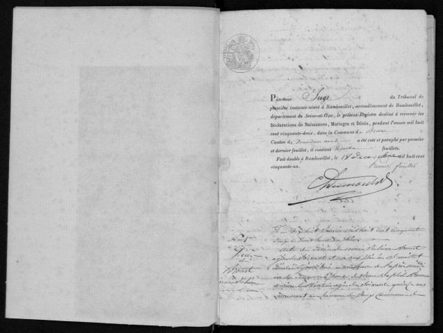 BREUX-JOUY. Naissances, mariages, décès : registre d'état civil (1852-1860). 