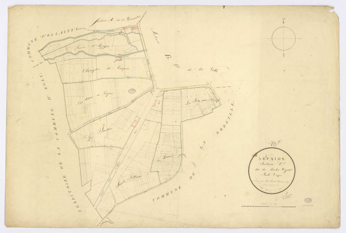 ARPAJON. - Section C - Moulin Cerpier (le), ech. 1/2500, coul., aquarelle, papier, 67x100 (1820). 