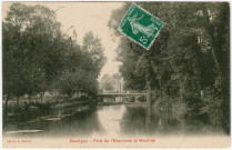 BOUTIGNY-SUR-ESSONNE. - Pont sur l'Essonne et moulins, Védrine, 1908, 5 c, ad. 