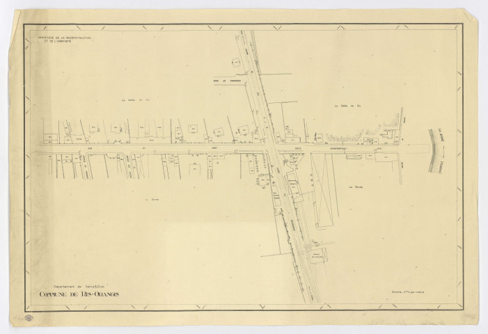 Plan de RIS-ORANGIS, Ministère de la Reconstruction et de l'Urbanisme, [s.d.]. Ech. 2 m/m par mètre. N et B. Dim. 0,73 x 1,07. 