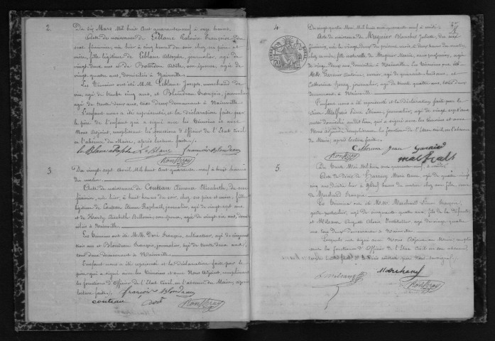 NAINVILLE-LES-ROCHES. Naissances, mariages, décès : registre d'état civil (1849-1872). 