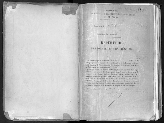 Conservation des hypothèques de CORBEIL. - Répertoire des formalités hypothécaires, volume n° 236 : A-Z (registre ouvert en 1864). 