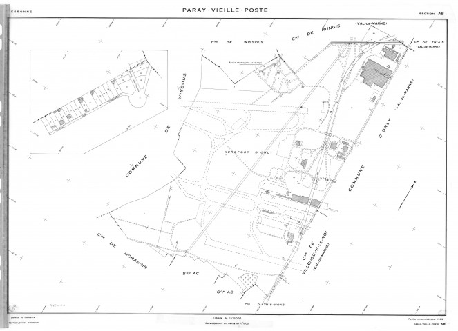 PARAY-VIEILLE-POSTE. - Cadastre révisé pour 1969 : plan du tableau d'assemblage ; cadastre renouvelé pour 1969 : plans de la section AB; section AC, section AD, section AE, section AH, [6 plans]. 