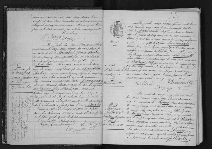 MOIGNY-SUR-ECOLE. Naissances, mariages, décès : registre d'état civil (1876-1882). 