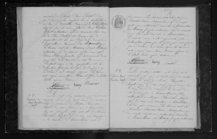 ROINVILLIERS. Naissances, mariages, décès : registre d'état civil (1861-1875). 