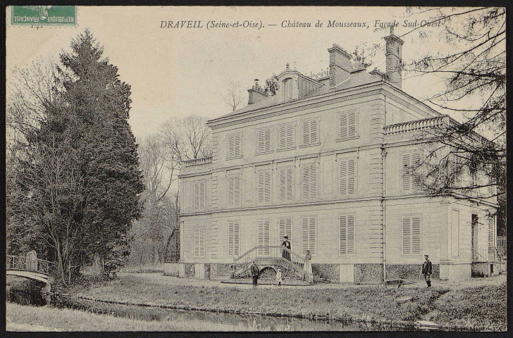 Draveil.- Le château de Mousseaux : façade Sud-Ouest (30 juin 1908). 