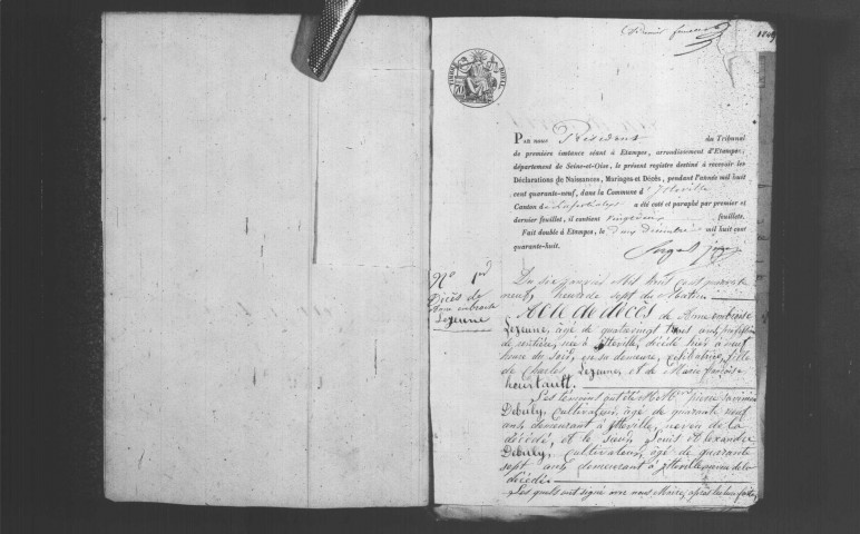 ITTEVILLE. Naissances, mariages, décès : registre d'état civil (1849-1860). 