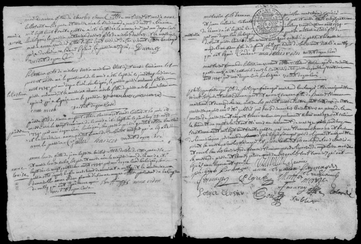 MILLY-LA-FORET. - Registre paroissial des baptêmes, mariages et sépultures (1734-1748). 