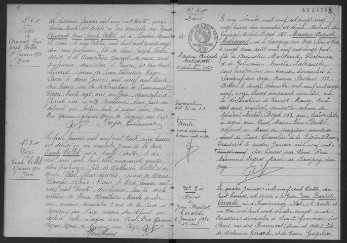 SAVIGNY-SUR-ORGE. - Décès : registre d'état civil.