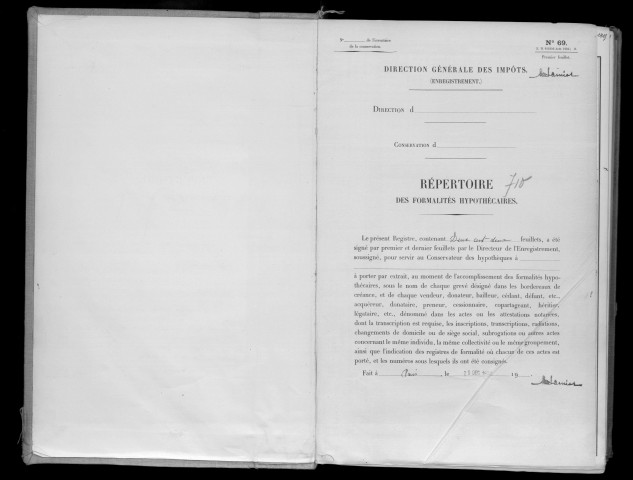 Conservation des hypothèques de CORBEIL. - Répertoire des formalités hypothécaires, volume n° 710 : A-Z (registre ouvert en 1950). 