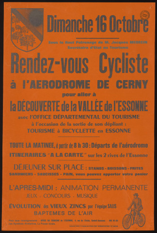 CERNY.- Rendez-vous cycliste, à la découverte de la Vallée de l'Essonne, Aérodrome, 16 octobre 1977. 