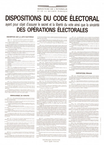 Essonne [préfecture]. - Dispositions du code électoral ayant pour objet d'assurer le secret et la liberté du vote ainsi que la sincérité des opérations électorales.