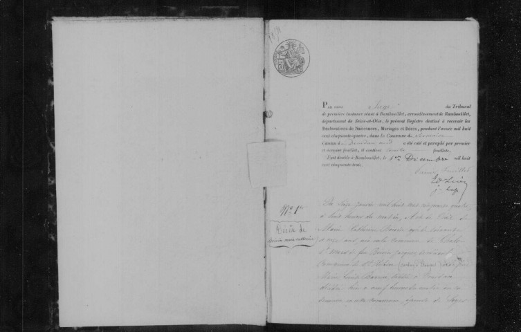 SERMAISE. Naissances, mariages, décès : registre d'état civil (1854-1860). 