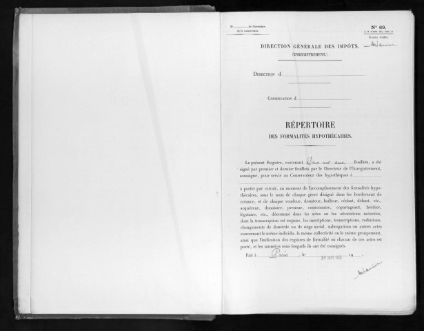 Conservation des hypothèques de CORBEIL. - Répertoire des formalités hypothécaires, volume n° 756 : A-Z (registre ouvert en 1953). 