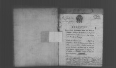 COURSON-MONTELOUP. Naissances, mariages, décès : registre d'état civil (1792-an X). [mariages (an VII et les six premiers mois de l'an VIII), voir 4E1769-1770)]. 