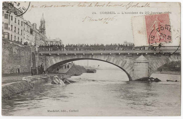 CORBEIL-ESSONNES. - L'accident du 20 janvier 1906, Mardelet, 1906, 18 lignes, 10 c, ad. 