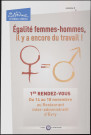 Essonne [Département]. - Egalité femmes-hommes, il y a encore du travail. 1er rendez-vous, Restaurant inter-administratif d'Evry, 14 novembre-18 novembre 2011. 