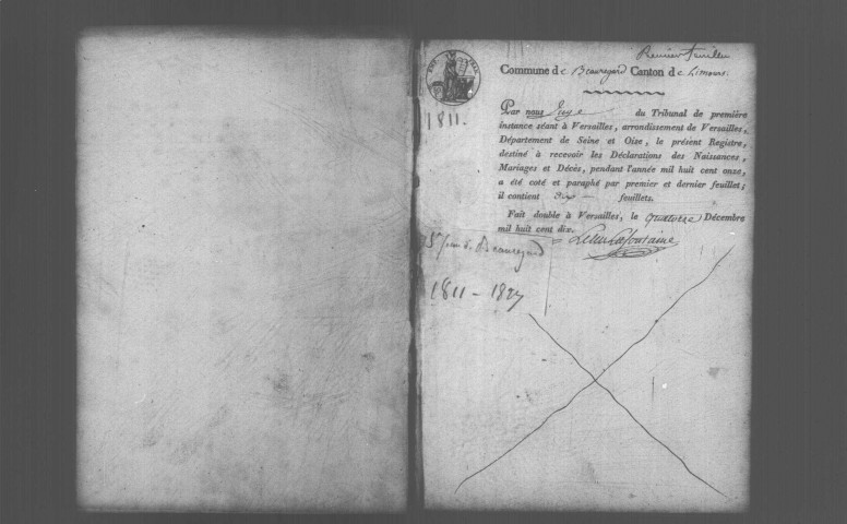 SAINT-JEAN-DE-BEAUREGARD. Naissances, mariages, décès : registre d'état civil (1811-1827). 