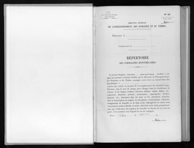 Conservation des hypothèques de CORBEIL. - Répertoire des formalités hypothécaires, volume n° 683 : A-Z (registre ouvert en 1949). 