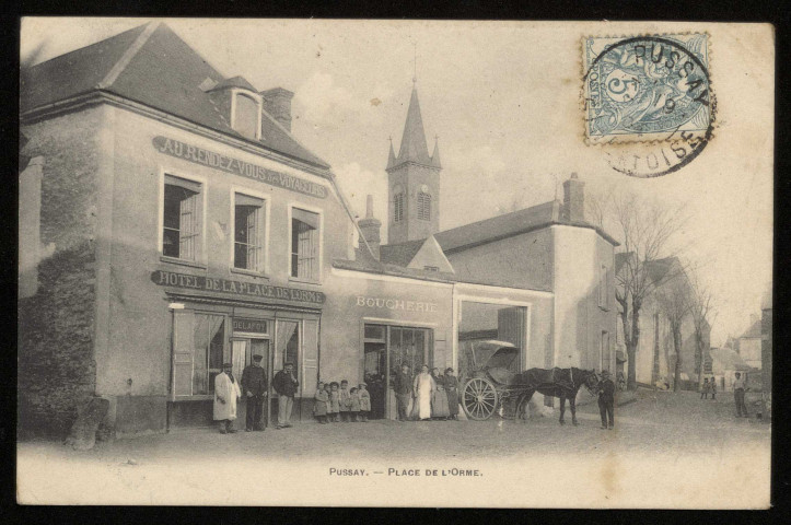 PUSSAY. - Place de l'Orme. Editeur Bréger, 1904, 1 timbre à 5 centimes. 