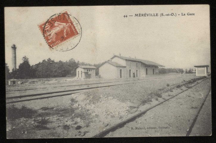 MEREVILLE. - La gare. (Editeur Mulard, 1912, 1 timbre à 10 centimes.) 