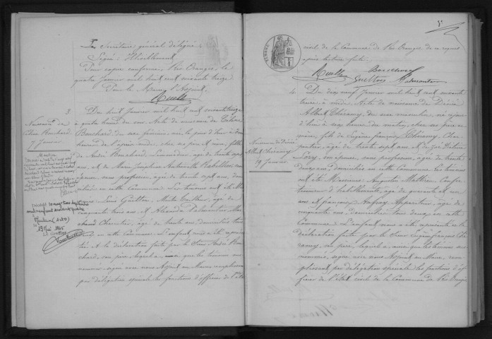 RIS-ORANGIS. Naissances, mariages, décès : registre d'état civil (1873-1877). 